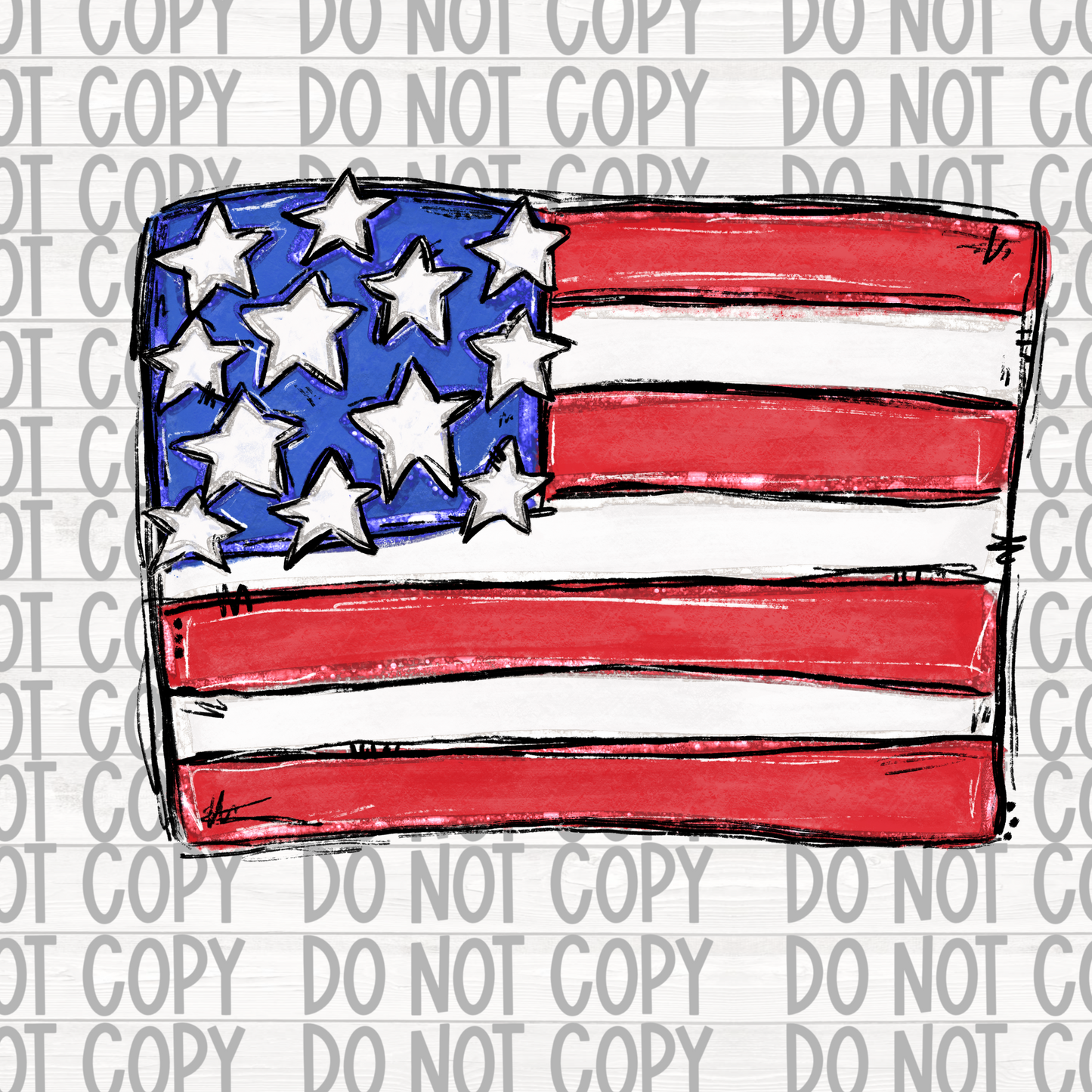 HAND DRAWN AMERICAN FLAG