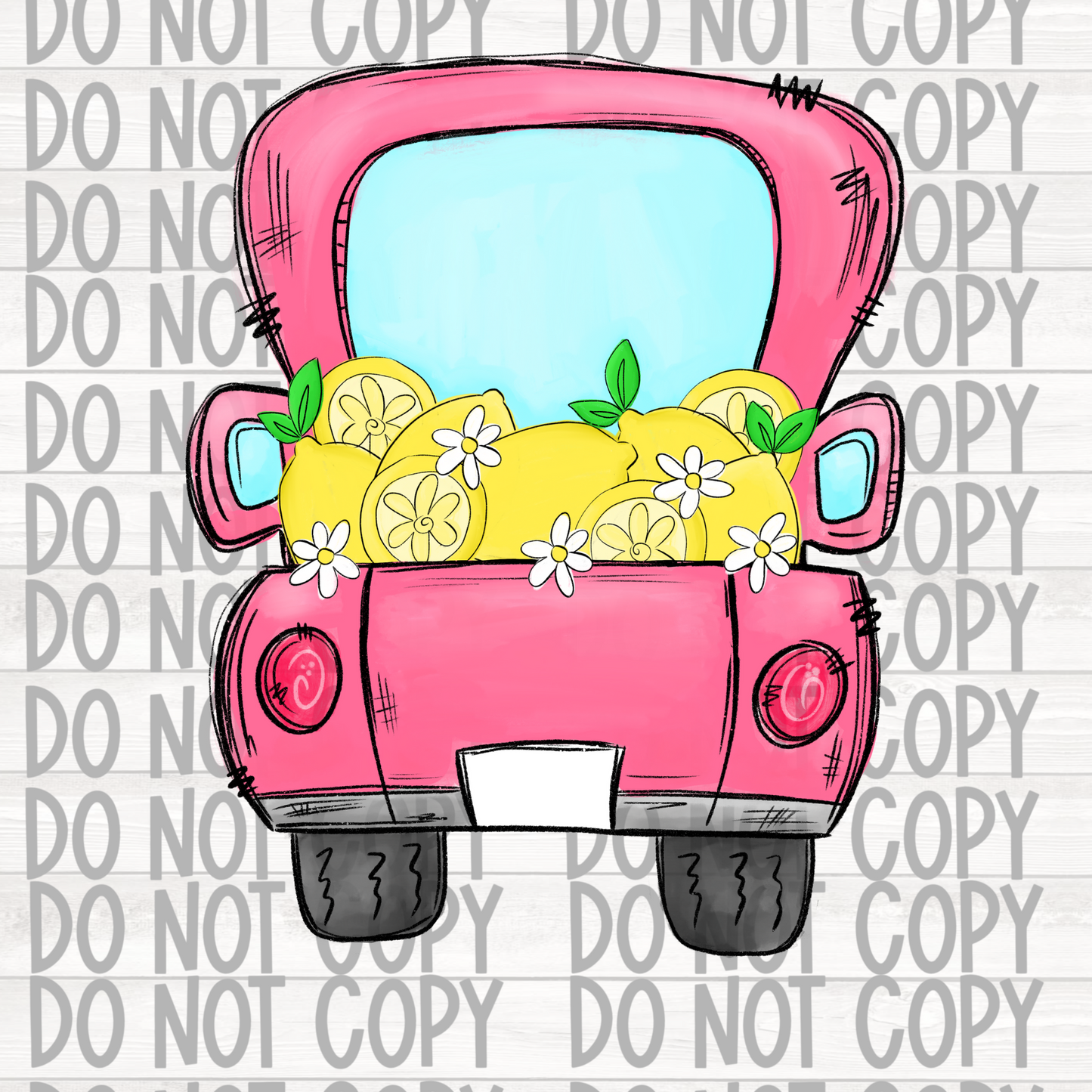 Pink truck with lemons